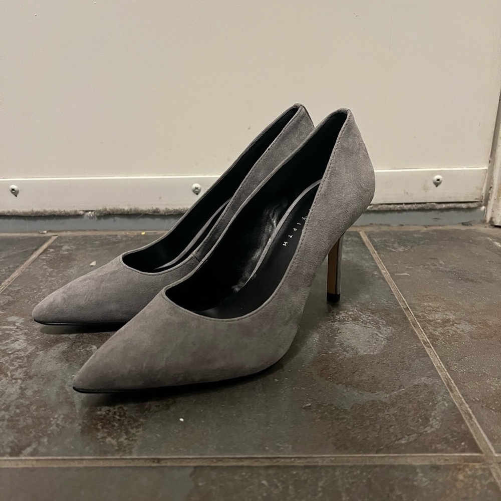 Lord & Taylor Gray Suede Heels